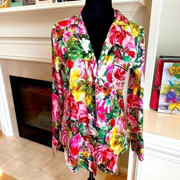 Victoria's Secret Other - VICTORIA'S SECRET X MARY KATRANTZOU Satin Button Down Pajama Top Size XS GUC